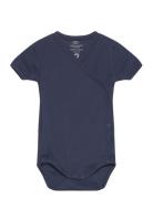 Baby Rib Jersey Body Crossover W. Ss Bodies Wrap Bodies Navy Copenhage...