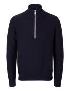 Slhaxel Ls Knit Half Zip W Tops Knitwear Half Zip Jumpers Navy Selecte...