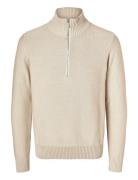 Slhaxel Ls Knit Half Zip W Tops Knitwear Half Zip Jumpers Beige Select...