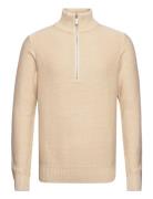 Slhaxel Ls Knit Half Zip Tops Knitwear Half Zip Jumpers Beige Selected...