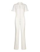 Denim Zipper Jumpsuit Bottoms Jumpsuits White Mango