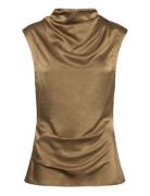 2Nd Portia Tt - Satin Ease Tops Blouses Sleeveless Brown 2NDDAY