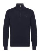 Cotton Pique Halfzip Tops Knitwear Half Zip Jumpers Navy GANT