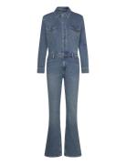 Long Denim Jumpsuit Bottoms Jumpsuits Blue Mango