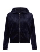 Jacket Hoody Ls Velours Tops Sweat-shirts & Hoodies Hoodies Navy Hunke...