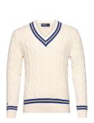 The Iconic Cricket Sweater Tops Knitwear V-necks Cream Polo Ralph Laur...