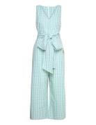 Vichy V-Neck Sleeveless Overall Bottoms Jumpsuits Blue Bobo Choses