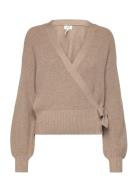 Objmalena L/S Wrap Cardigan Tops Knitwear Cardigans Beige Object