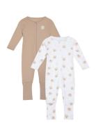 Nbnnightsuit 2P Zip Ff Oxford Bear Noos Pyjamas Sie Jumpsuit Multi/pat...