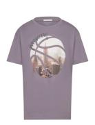 Over Printed T-Shirt Tops T-shirts Short-sleeved Purple Tom Tailor