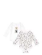 Polo Bear Cotton Bodysuit 2-Pack Bodies Long-sleeved White Ralph Laure...