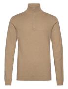 100% Recycle Knit Half Zip Tops Knitwear Half Zip Jumpers Beige Lindbe...