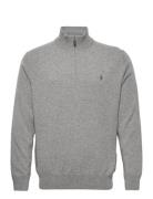 Wool Quarter-Zip Sweater Tops Knitwear Half Zip Jumpers Grey Polo Ralp...