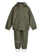 Pu Rain No Susp. Recycled Outerwear Rainwear Rainwear Sets Khaki Green...