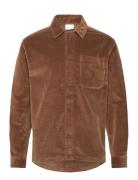 Stretched 8-Wales Corduroy Overshir Tops Overshirts Brown Knowledge Co...