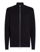 Mouline Zip Thru Tops Knitwear Half Zip Jumpers Black Tommy Hilfiger