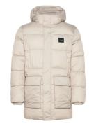 Long Hooded Quilt Puffer Mw Ullfrakk Frakk Beige Calvin Klein