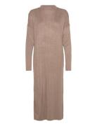 Onltess Ls Highneck Midi Dress Knt Knelang Kjole Beige ONLY