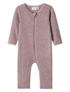 Nbfwang Wool Needle Nightsuit Solid Langermet Bodysuit Purple Name It