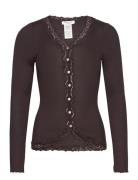 Rwbabette Ls V-Neck Regular Lace Ca Tops Knitwear Cardigans Brown Rose...