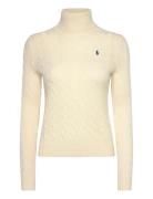 Wool-Cashmere Cable Turtleneck Sweater Tops Knitwear Turtleneck Cream ...