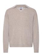 Ribbed Polo Shirt Tops Knitwear V-necks Beige Filippa K