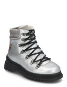 Boots - Flat - With Lace And Zip Snørestøvletter Støvletter Silver ANG...