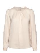 Dotaiw Pleat Blouse Tops Blouses Long-sleeved Beige InWear