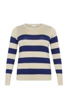 Kclizzy Striped Knit Pullover Tops Knitwear Jumpers Navy Kaffe Curve