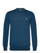 Cotton Merino Crew Neck Jumper Tops Knitwear Round Necks Blue Lyle & S...