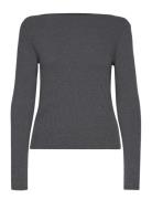 Long-Sleeved Knitted T-Shirt Tops Knitwear Jumpers Grey Mango