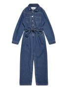 Long Denim Jumpsuit Jumpsuit Blue Mango