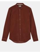 Akleif Solid Cord Shirt Tops Shirts Casual Burgundy Anerkjendt