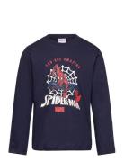 Tshirt Tops T-shirts Long-sleeved T-shirts Navy Spider-man