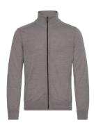 Avac_Fz Tops Knitwear Full Zip Jumpers Grey BOSS