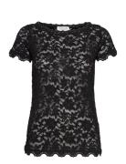 Full Lace T-Shirt Tops Blouses Short-sleeved Black Rosemunde