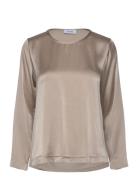 Lr-Gunhilda Tops Blouses Long-sleeved Beige Levete Room