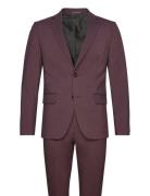 Plain Mens Suit - Normal Length Dress Burgundy Lindbergh