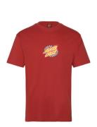 Oval Check Flame Front Tops T-shirts Short-sleeved Red Santa Cruz