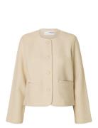 Slfdarla Ls Knit Short Cardigan D2 Ulljakke Jakke Cream Selected Femme