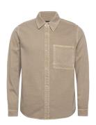 Mens Shirt Long Sleeve Leisure Tops Shirts Casual Beige Denham