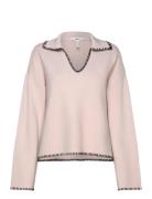 Objreynard Ls V-Neck Stich Pullover Div Tops Knitwear Jumpers Pink Obj...