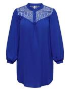 Carmette Life L/S Mix Lace Long Top Wvn Tops Blouses Long-sleeved Blue...