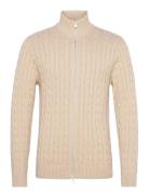 Slhryan Structure Full Zip Tops Knitwear Full Zip Jumpers Beige Select...