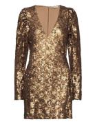 Sequins Mini Dress Kort Kjole Gold By Ti Mo