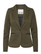 Ihkate Jacquard Bl4 Blazers Single Breasted Blazers Khaki Green ICHI