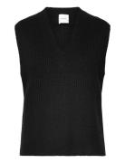 Boucle Rib V-Nk Sweater Vest Vests Knitted Vests Black Calvin Klein