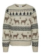 Vmdeers Ls O-Neck Pullover. Xmas Girl Tops Knitwear Pullovers Beige Ve...