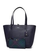 Faux-Leather Large Reversible Tote Bag Shopper Veske Blue Lauren Ralph...