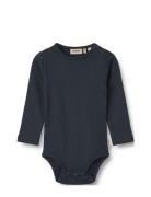 Rib Body L/S Spencer Bodies Long-sleeved Navy Wheat